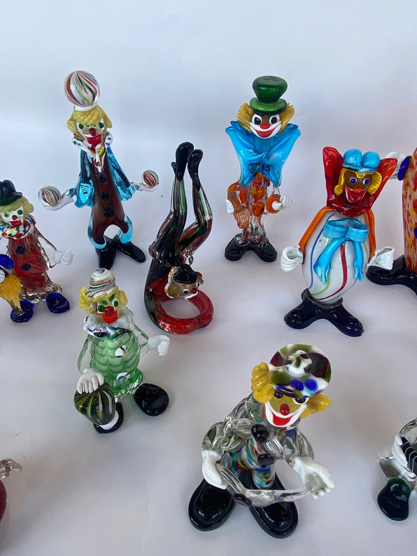Set of Fourteen Murano Glass Clowns, 20th Century