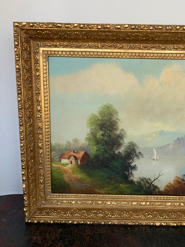 19th Century Oversized Oil on Canvas Landscape