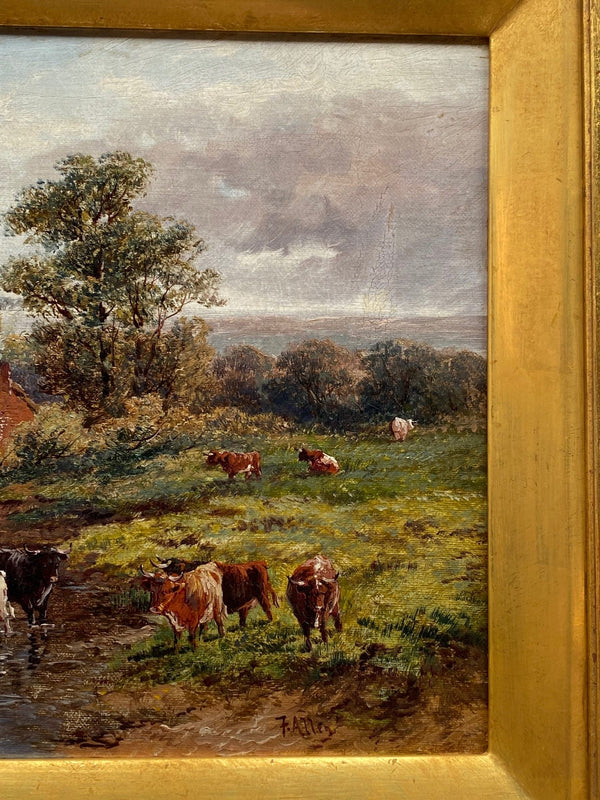 Pastoral Landscape / Oil on Canvas / Signed by F. Allen, 19th Century