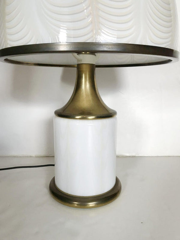 Vintage Italian Table Lamp w/ Cream Murano Glass by F. Fabbian for Mazzega, 1970