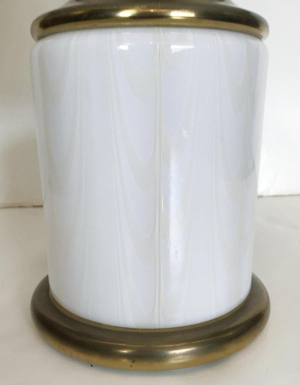 Vintage Italian Table Lamp w/ Cream Murano Glass by F. Fabbian for Mazzega, 1970