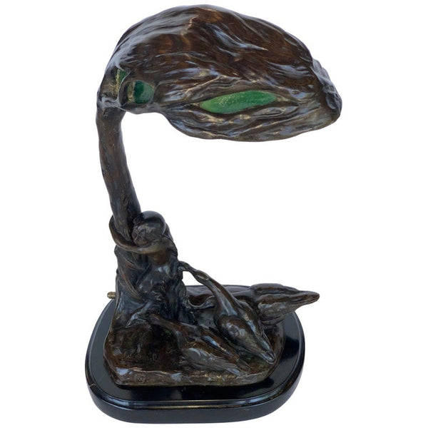 Austrian Bronze Lamp Sculpture by Friedrich Gornik