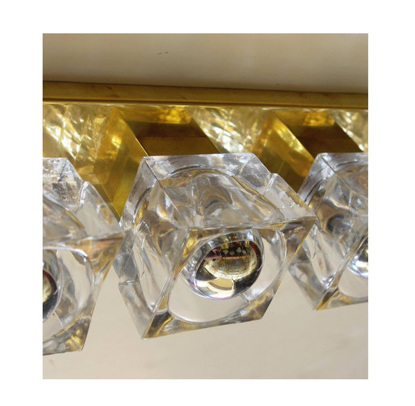 One Italian Sconce w/ Sciolari Clear Murano Glass Cubes, 1960s