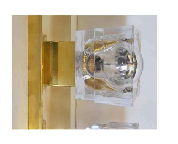 One Italian Sconce w/ Sciolari Clear Murano Glass Cubes, 1960s
