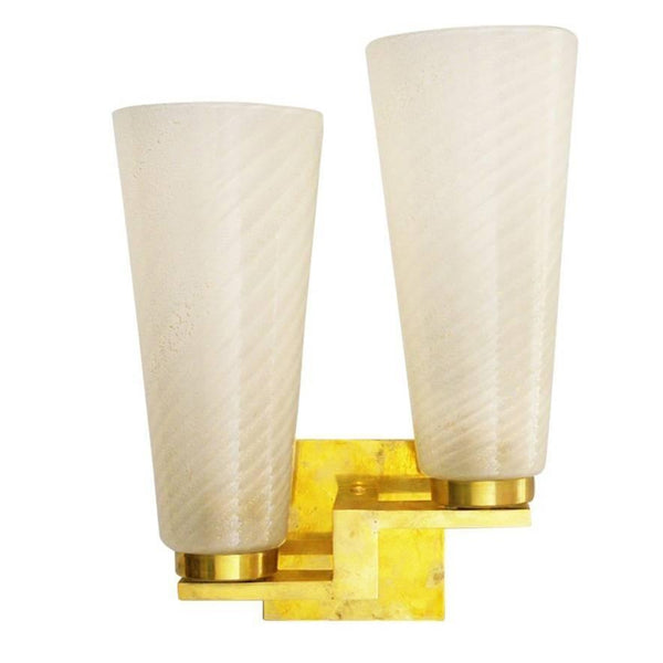 Limited Edition Sconce w/ Frosted Gold Limited Edition Sconce w/ Frosted Gold Infused Murano Glass, Italy, 1990sMurano Glass, Italy, 1990s