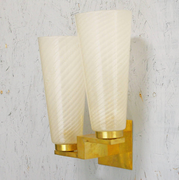 Limited Edition Sconce w/ Frosted Gold Limited Edition Sconce w/ Frosted Gold Infused Murano Glass, Italy, 1990sMurano Glass, Italy, 1990s