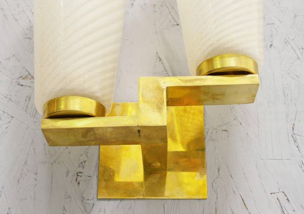 Limited Edition Sconce w/ Frosted Gold Limited Edition Sconce w/ Frosted Gold Infused Murano Glass, Italy, 1990sMurano Glass, Italy, 1990s