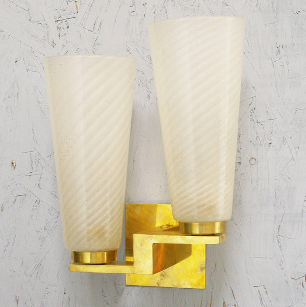 Limited Edition Sconce w/ Frosted Gold Limited Edition Sconce w/ Frosted Gold Infused Murano Glass, Italy, 1990sMurano Glass, Italy, 1990s