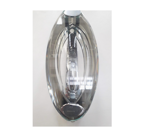 Pair of Italian Sconces, Wall Lights, Smoky & Clear Oval Beveled Glass, Cristal Art