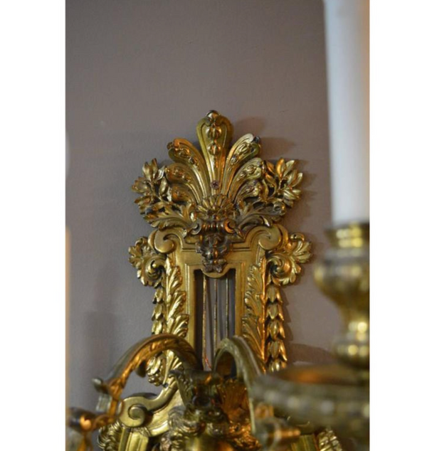 Pair of Detailed Bronze Sconces