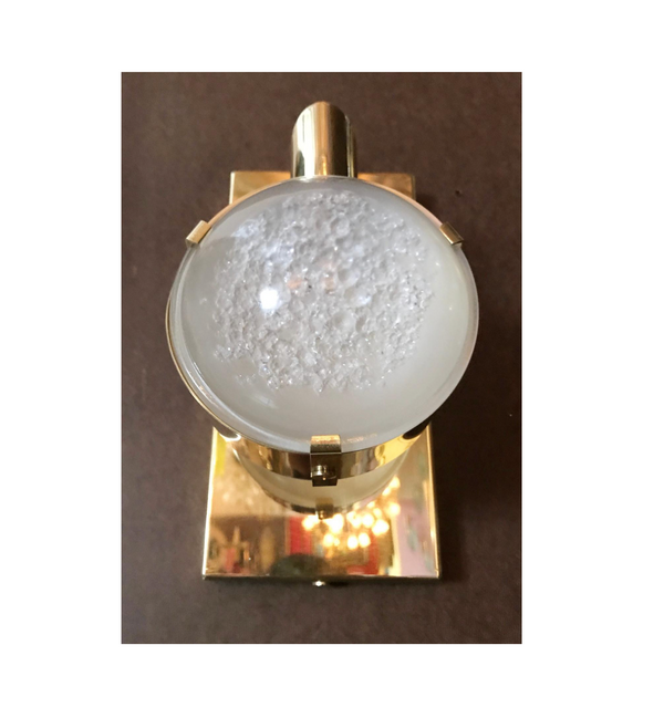 Set of Six Limited Edition Sconce W/ Double Frosted Murano Glass, circa 1990's