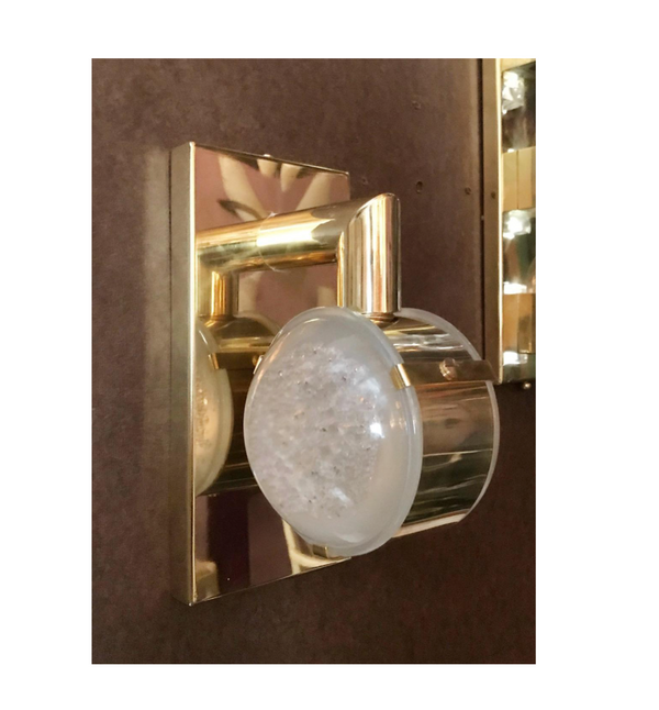 Set of Six Limited Edition Sconce W/ Double Frosted Murano Glass, circa 1990's