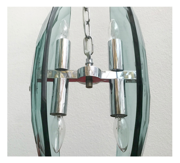 Vintage Italian Pendant w/ Beveled Glass by Max Ingrand for Fontana Arte, 1960s.