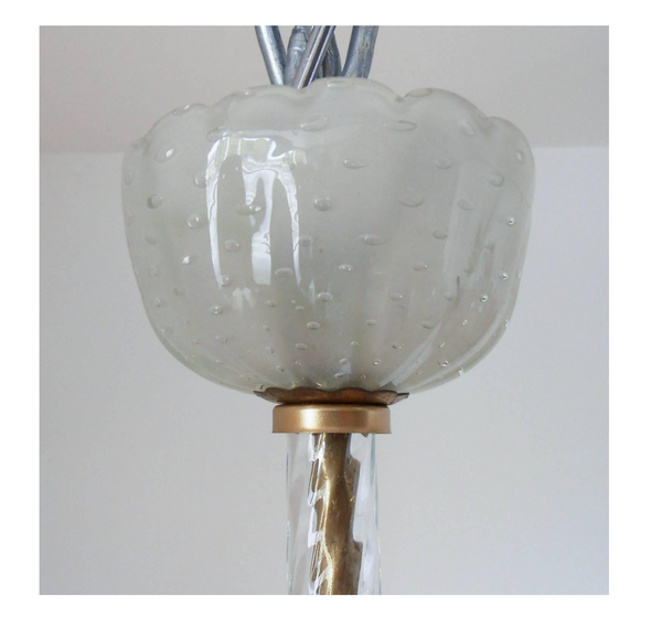 Vintage Italian Pendant w/ Clear Murano Glass Designed by Ercole Barovier, 1950s