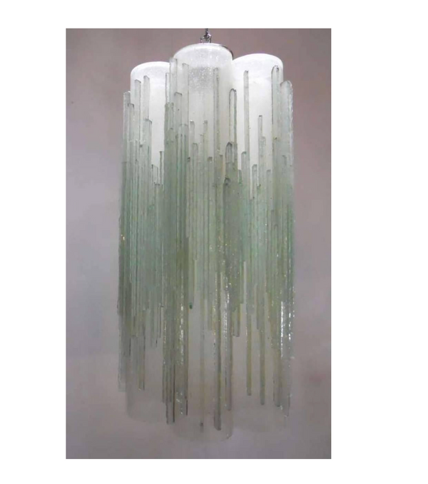 Vintage Pendant w/ Frosted Murano Glass Tubes Designed by Poliarte, 1970s