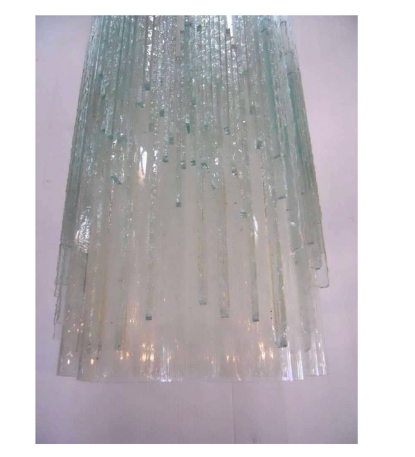 Vintage Pendant w/ Frosted Murano Glass Tubes Designed by Poliarte, 1970s