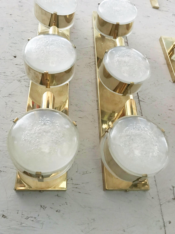 Limited Edition Pair of Murano Frosted Glass Sconces, c 1990s