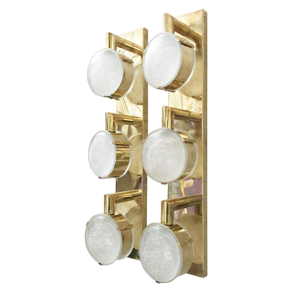 Limited Edition Pair of Murano Frosted Glass Sconces, c 1990s
