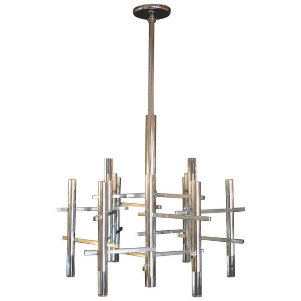 Chrome and Lucite Sciolari Chandeliers