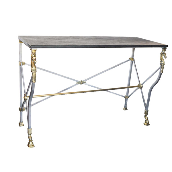 Italian Bronze and Steel Console Table, c. 1940s-1950s