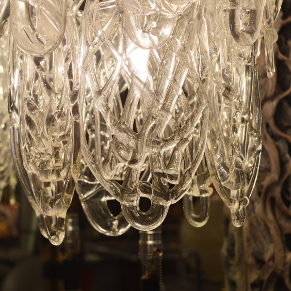 Original Vintage Italian Chandelier w/ Clear Murano Glass. Designed by Vistosi circa 1960’s
