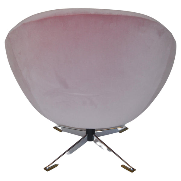 Pink Velvet Swivel Armchair with Chrome Star Base