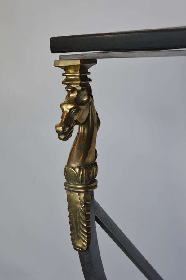 Italian Bronze and Steel Console Table, c. 1940s-1950s
