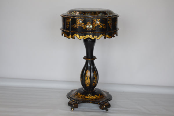 Pedestal Box on Stand Table with Gold Details