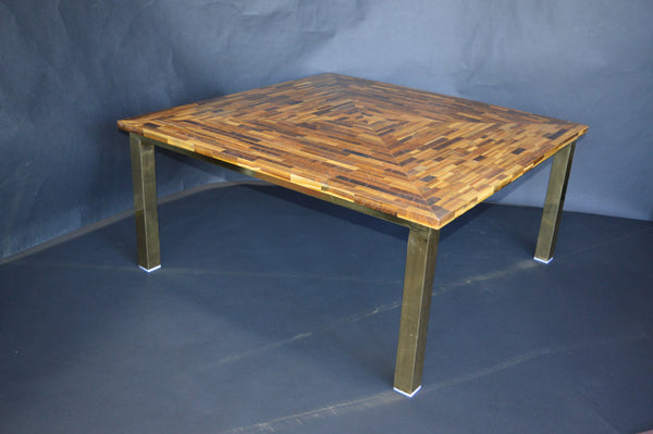 Custom Square, Tiger's Eye Table with Gold Legs