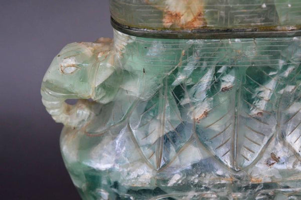 Chinese Green Carved Fluorite Vase, c. 1910