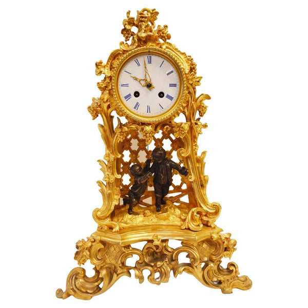 19th Century French Bronze Gold Plated Clock