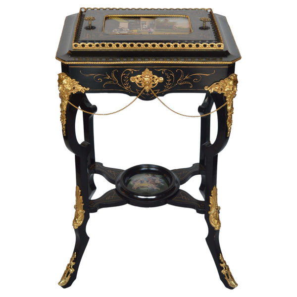 French Late 19th Century Napoleon III Style Ebonized and Gilt Bronze Planter Table