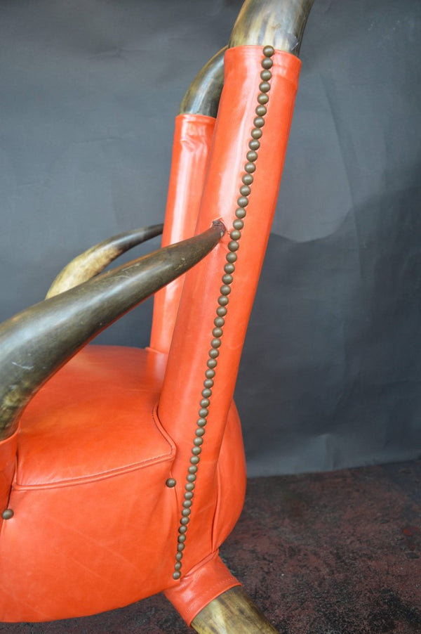 Cow Horn Chair with Ottoman