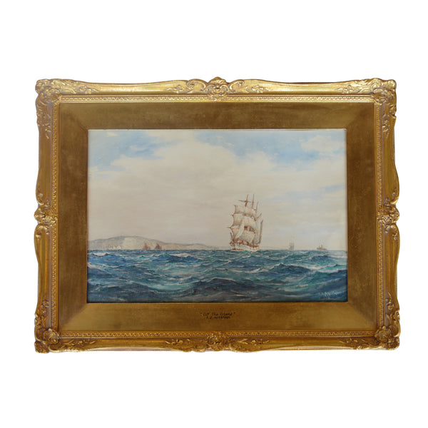 Frederick James Aldridge (1850-1933) British water color gild frame on paper, known form maritime painting.