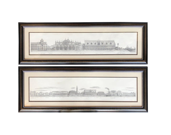 Two Engravings of Italian Cityscapes