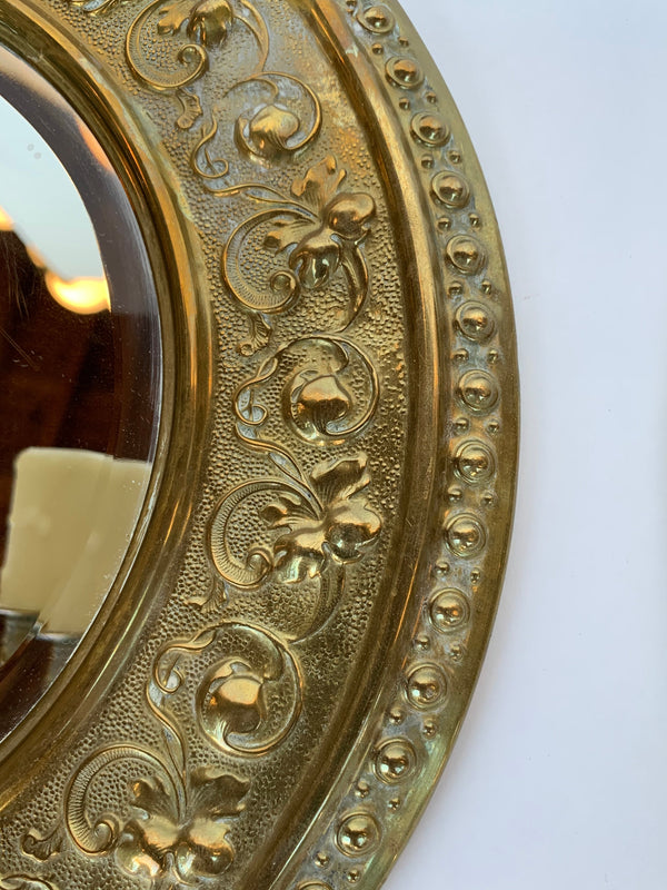 Pair of Round Italian Brass and Mirrored Sconces