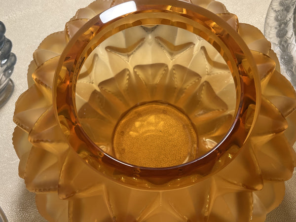 Lalique Amber Crystal Languedoc Vase