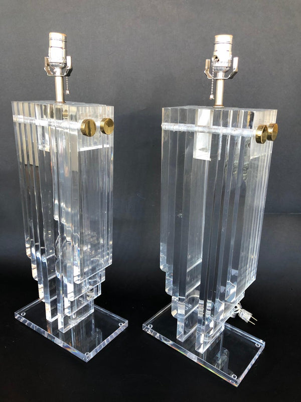 Pair of Lucite Table Lamps