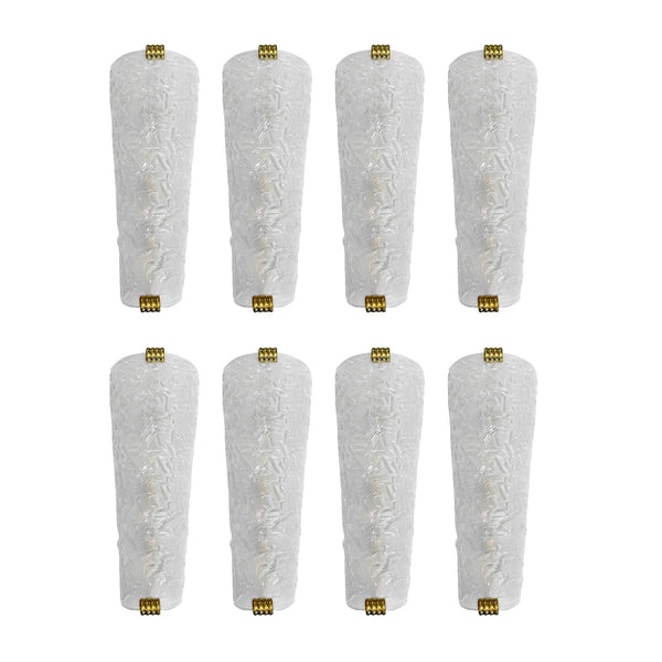 Set of eight Italian Sconces w/ Frosted Murano Glass, 1980s