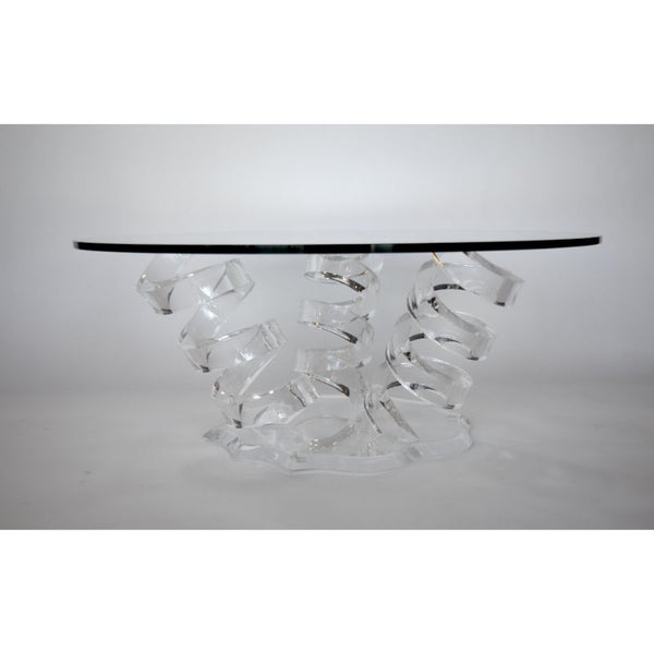 Round Lucite Spiral Coffee Table. USA, 1970s