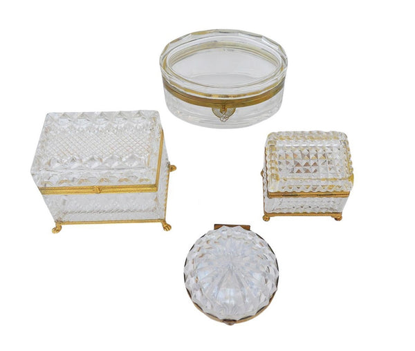 Set of Four Late 19th Century Baccarat Glass Boxes